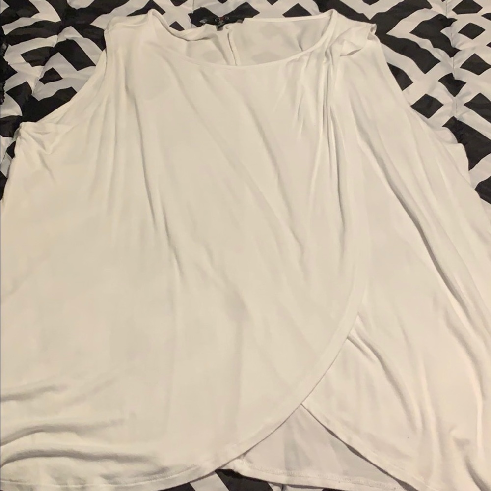White wrap sleeveless top